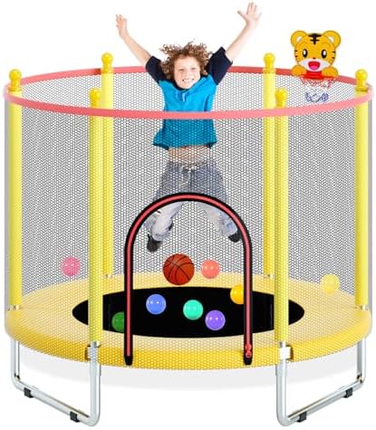 Mini trampolín infantil con canasta ajustable