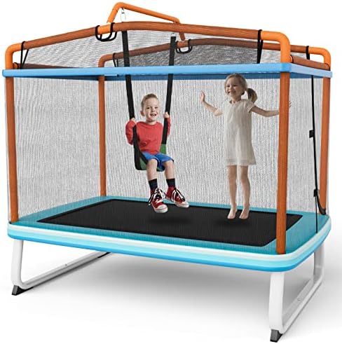 Trampolín rectangular con columpio barra