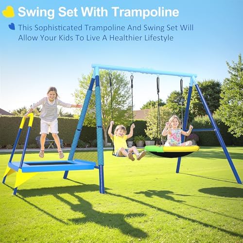 Columpio infantil multifuncional con trampolín