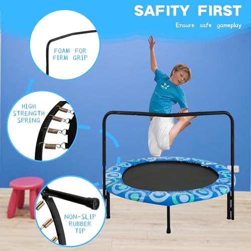 Trampolín plegable con pasamanos suave