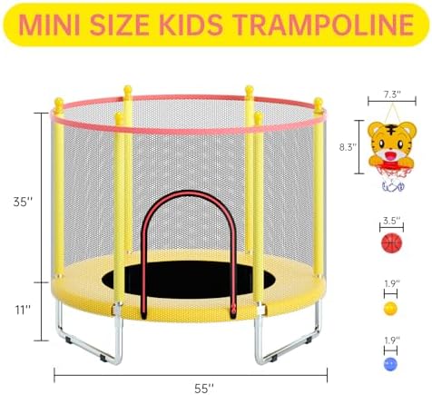 Mini trampolín infantil con canasta ajustable