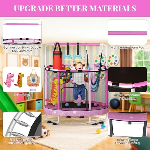 Trampolín redondo siete en uno altura regulable